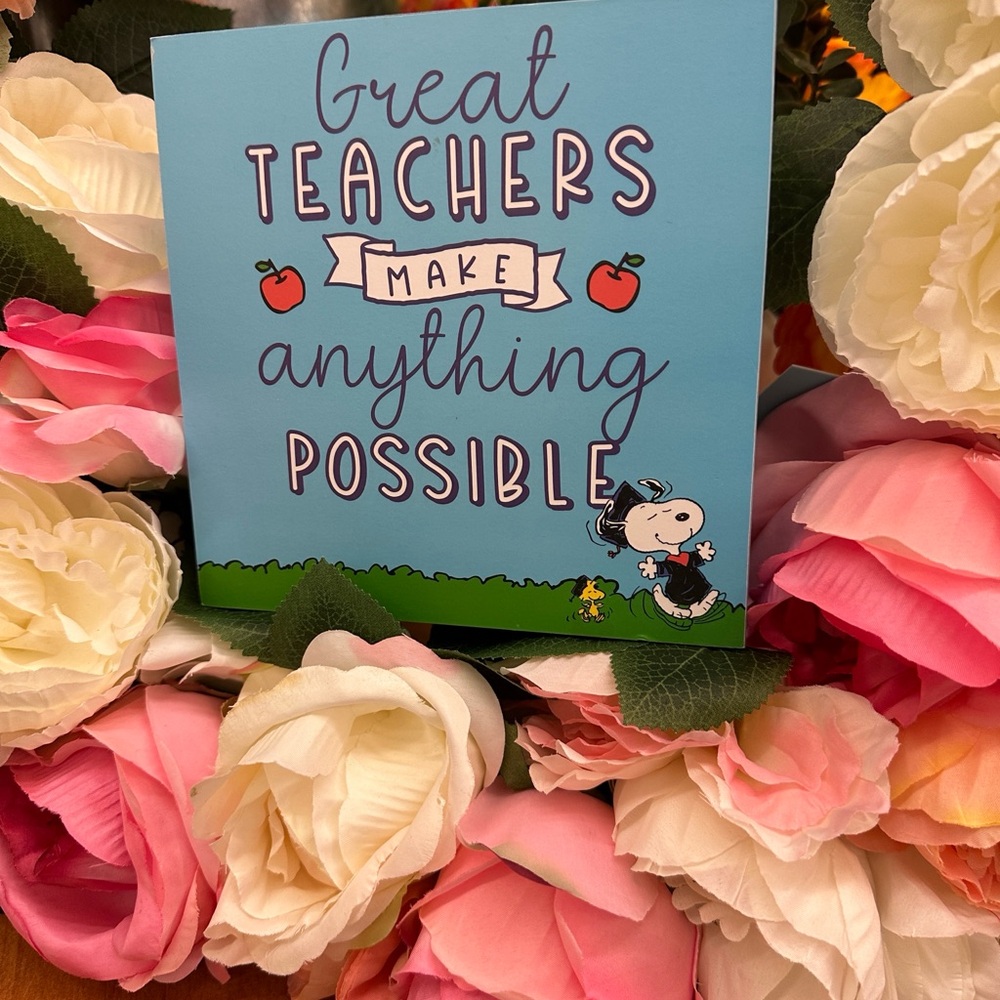 Snoopy "A Great Teacher Makes Anything Possible" Wooden Wall/Desk Display